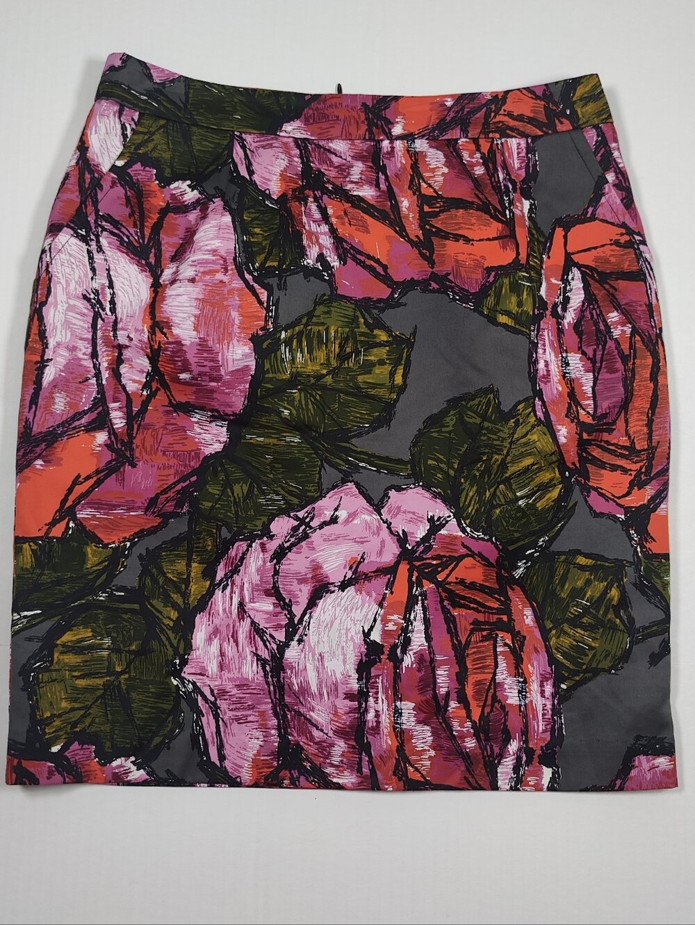 NWT Trina Turk Floral Cotton Silk Skirt Size 12 Retail 228$ Made In USA Pockets